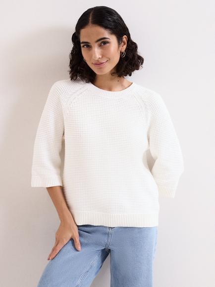Phase Eight Odette Textured Jumper, Ivory, Ivory