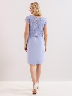 Phase Eight Daisy Lace Top Midi Dress, Pale Blue - view 2, Pale Blue