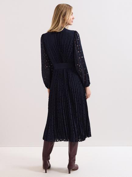 Phase Eight Marina Laser Cut Midi Dress, Navy - view 2, Navy