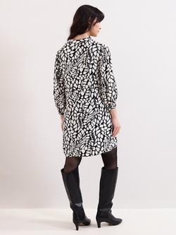 Phase Eight Milicia Leaf Print Tunic Dress, Black/Ivory - view 2, Black/Ivory