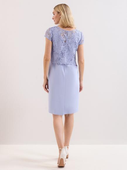 Phase Eight Petite Daisy Lace Bodice Dress, Pale Blue - view 2, Pale Blue