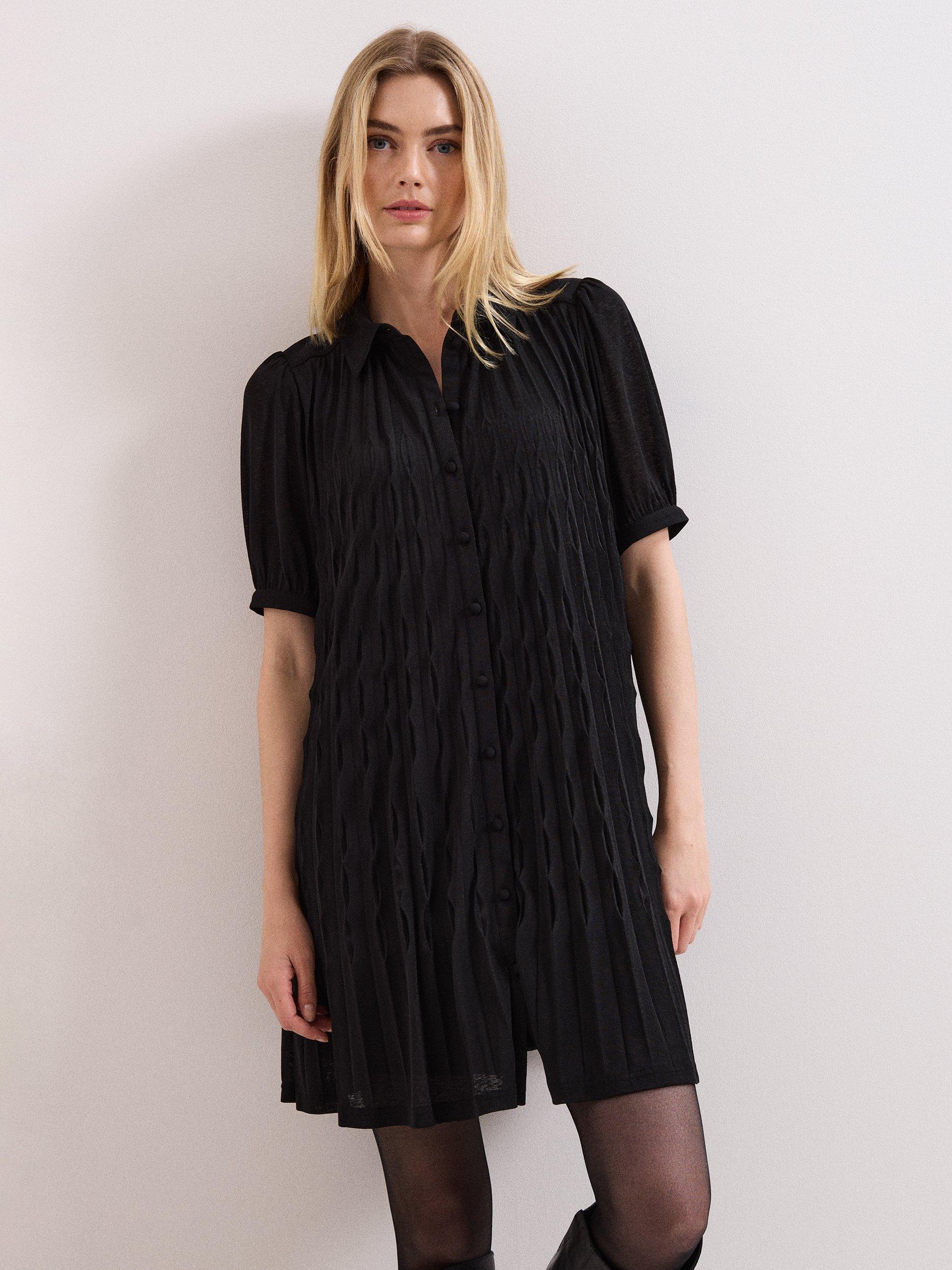 Product image 3 of 8, which shows Phase Eight Pleated Swing Mini Dress, Black, 10