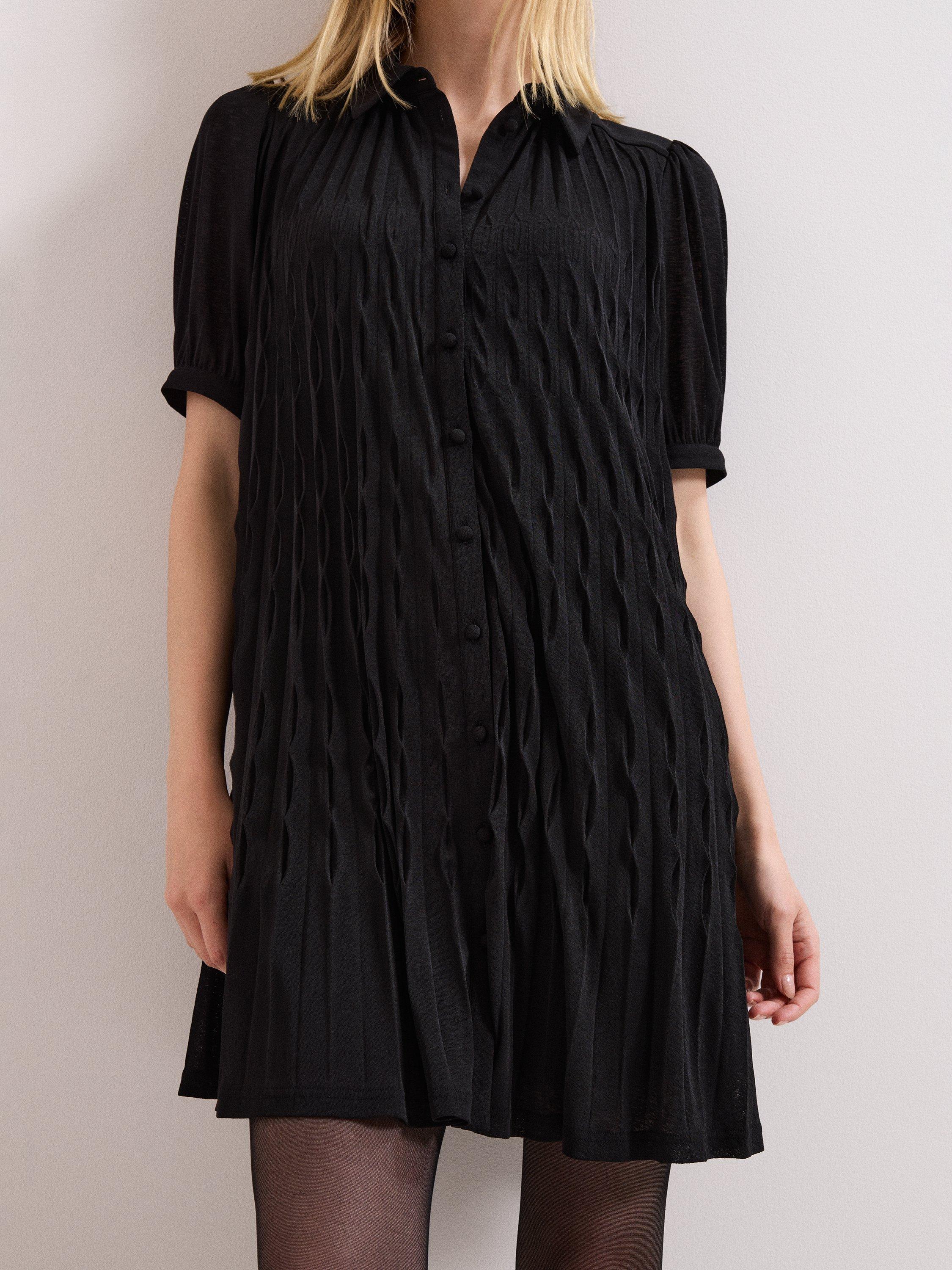 Product image 8 of 8, which shows Phase Eight Pleated Swing Mini Dress, Black, 10