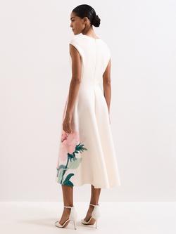 Phase Eight Rakhi Scuba Floral Midi Dress, Pale Pink/Multi - view 2, Pale Pink/Multi