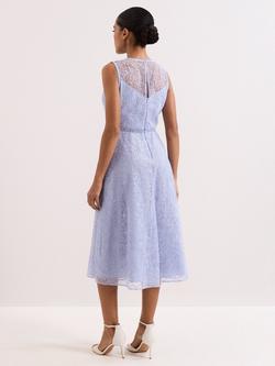 Phase Eight Sakura Embroidered Midi Dress, Pale Blue - view 2, Pale Blue