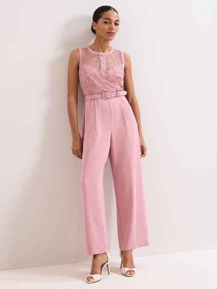 Phase Eight Petite Ivanna Embroidered Jumpsuit, Pale Pink, Pale Pink