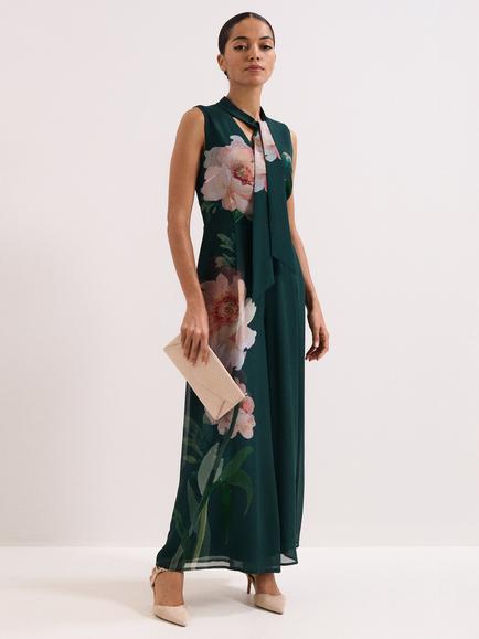 Phase Eight Rose Floral Jumpsuit, Teal, Teal