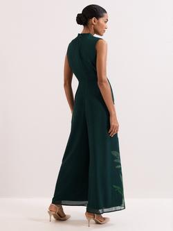 Phase Eight Rose Floral Jumpsuit, Teal - view 2, Teal