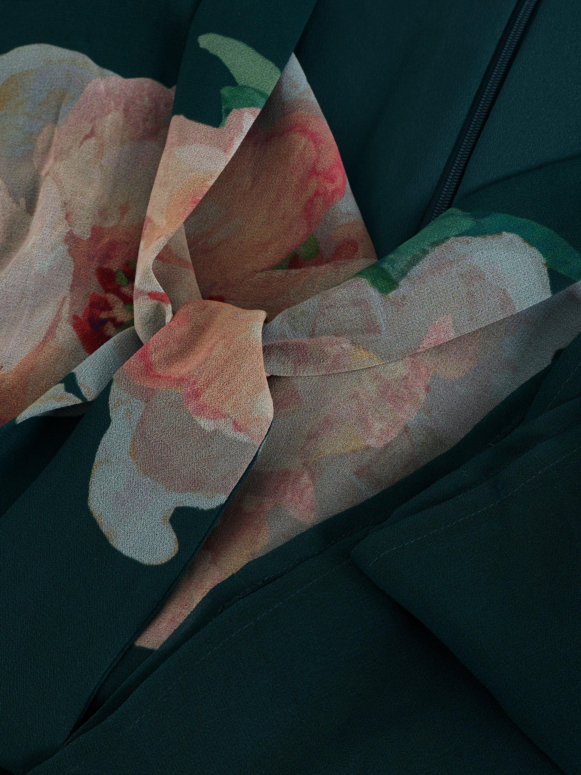 Product image 6 of 8, which shows Phase Eight Rose Floral Jumpsuit, Teal, 10