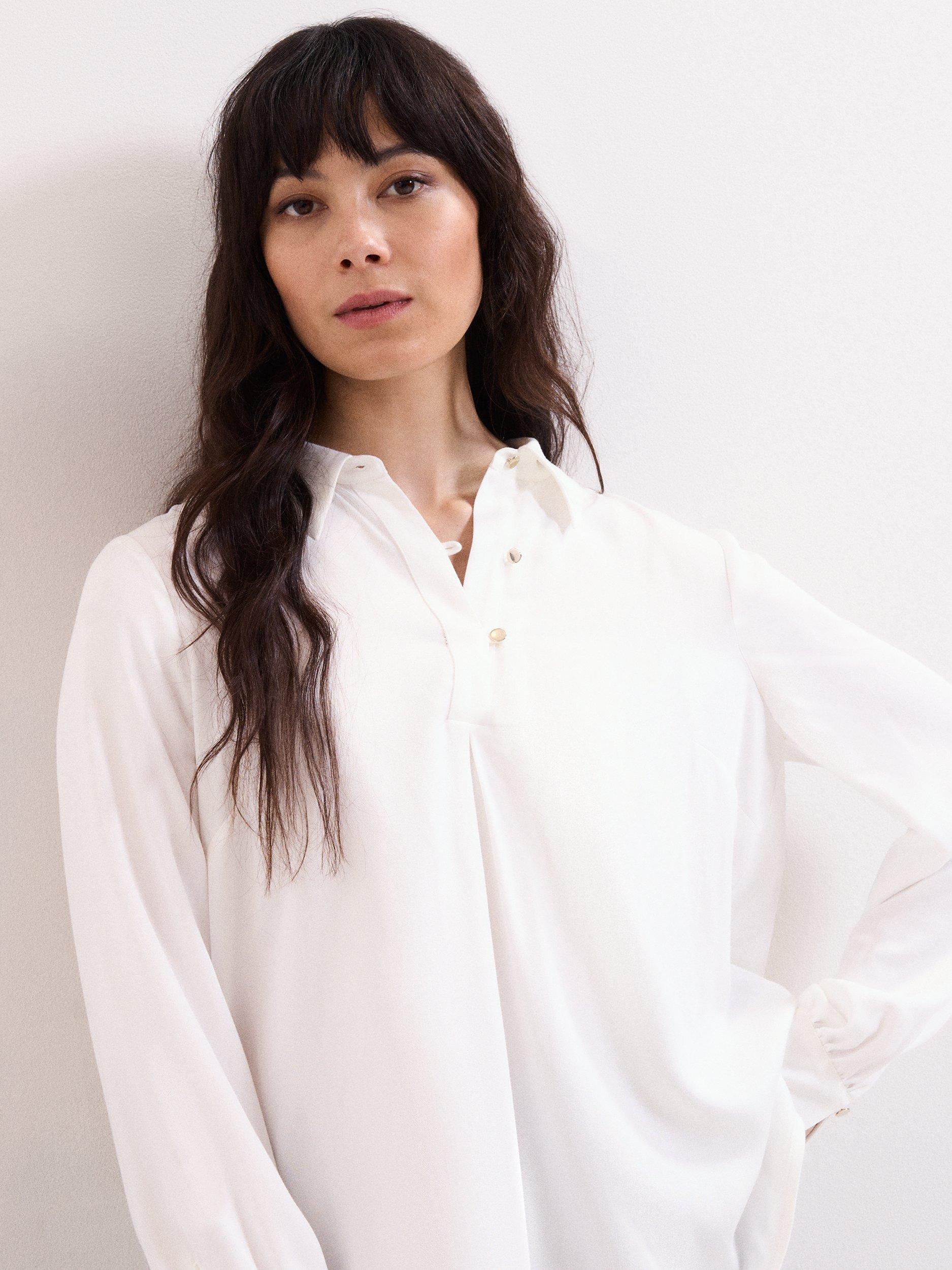 Product image 1 of 7, which shows Phase Eight Ashton Longline Shirt, Ivory, 10