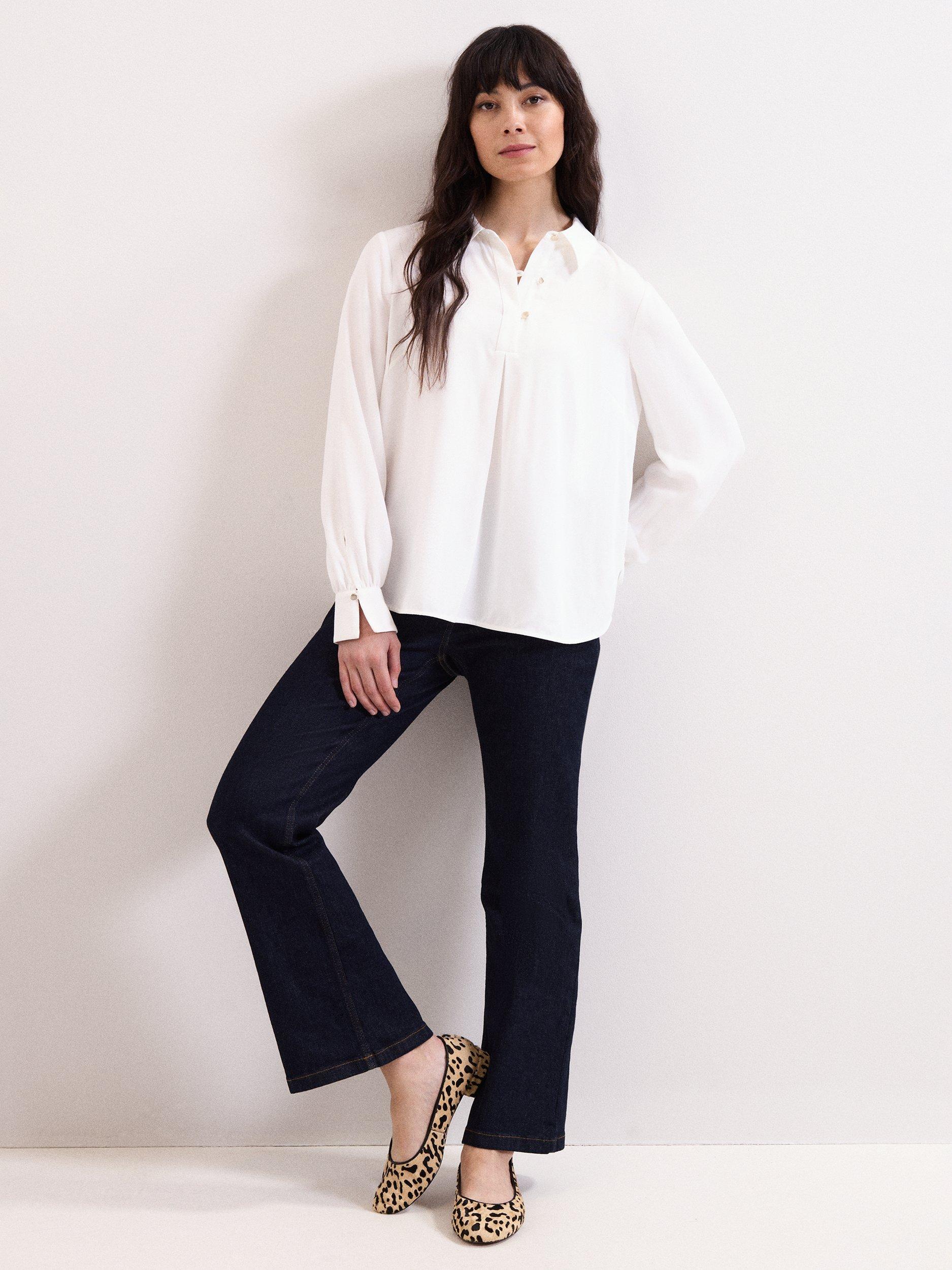 Product image 3 of 7, which shows Phase Eight Ashton Longline Shirt, Ivory, 10