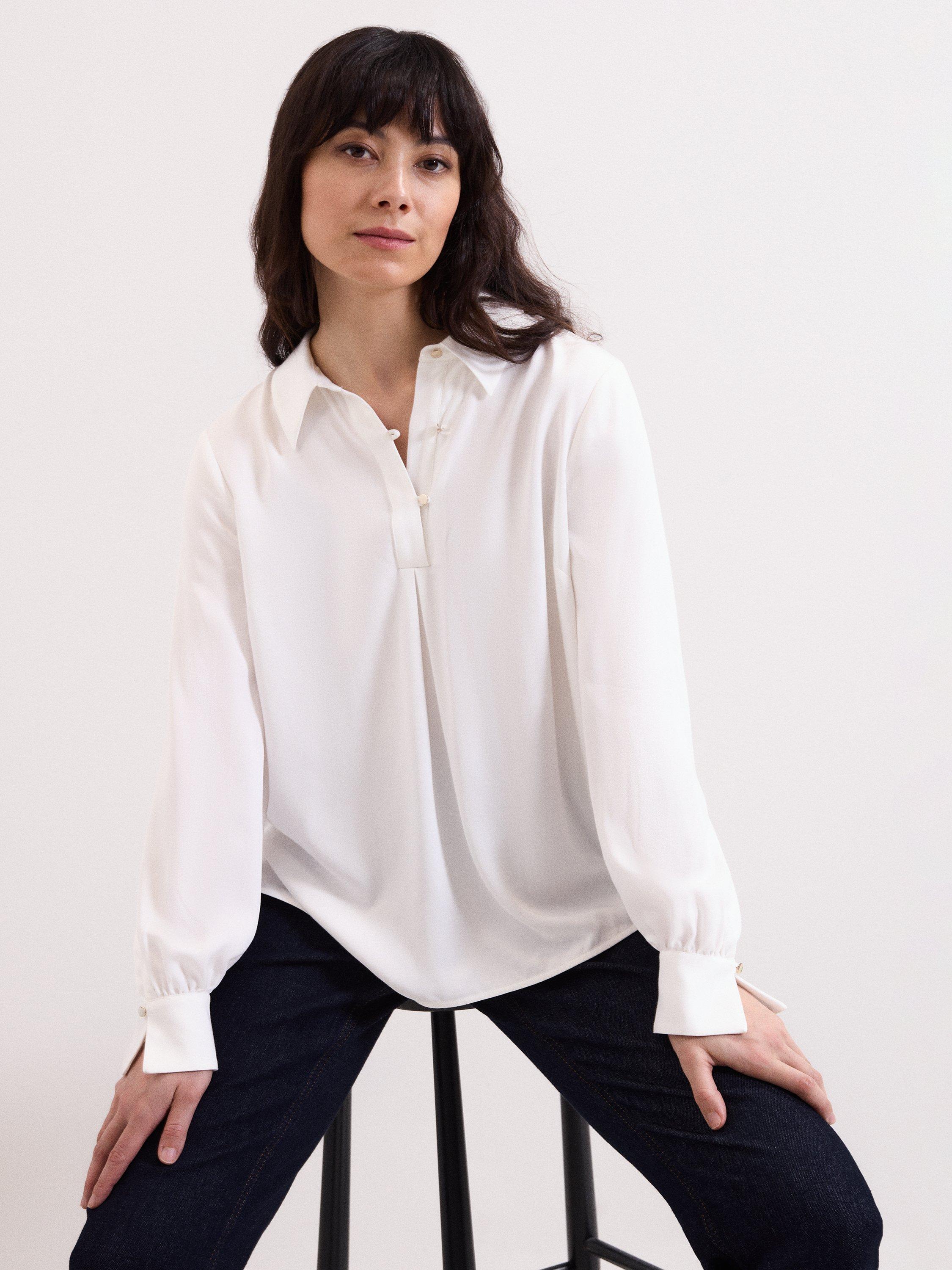 Product image 4 of 7, which shows Phase Eight Ashton Longline Shirt, Ivory, 10