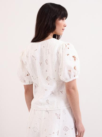 Phase Eight Marina Seamed Lace Blouse, Ivory - view 2, Ivory