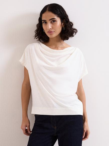 Phase Eight Priya Cowl Neck Fleck Top, Neutral, Neutral