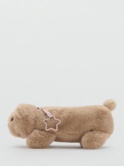 Mango Fluffy Teddy Bear Pencil Case, Pastel Brown, Pastel Brown