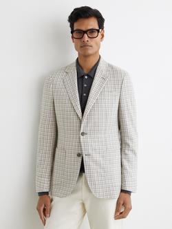 Reiss Canty Dogtooth Check Blazer, Soft Grey, Soft Grey