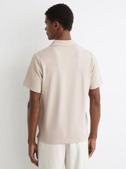 Reiss Kennedy Textured Short Sleeve Polo Shirt - view 2, Stone