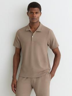 Reiss Kennedy Textured Polo Shirt, Camel Brown, Camel Brown