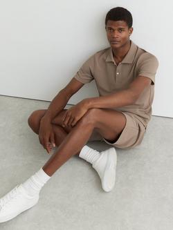 Reiss Kennedy Textured Polo Shirt, Camel Brown - view 2, Camel Brown