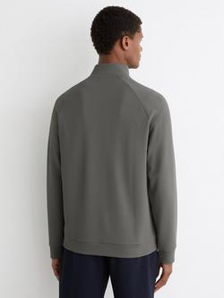 Reiss Sole Zip Neck Polo Shirt, Sage Green - view 2, Sage Green