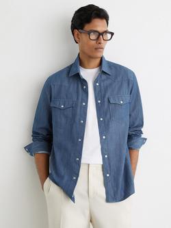 Reiss Howie Long Sleeve Shirt, Indigo Blue, Indigo Blue