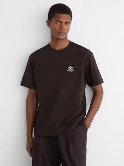 Reiss Cotton Graphic T-Shirt, Chocolate Brown, Chocolate Brown