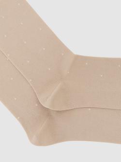 Reiss Mario Polka Dot Crew Socks, Oatmeal/Ecru - view 2, Oatmeal/Ecru