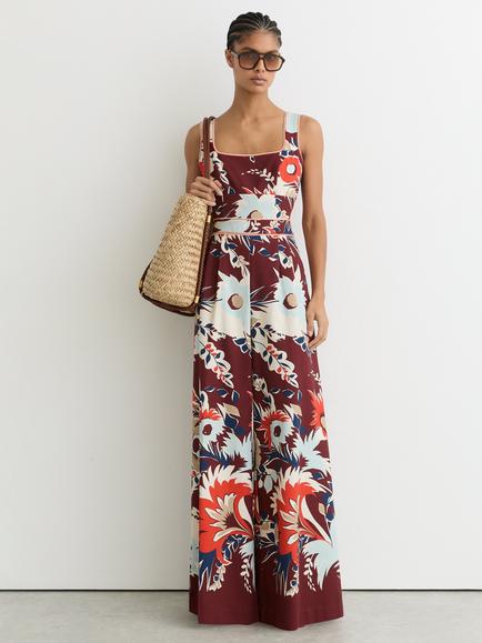Reiss Leighton Floral Jumpsuit, Burgundy, Burgundy