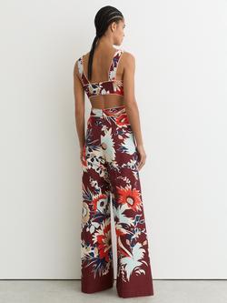 Reiss Leighton Floral Jumpsuit, Burgundy - view 2, Burgundy
