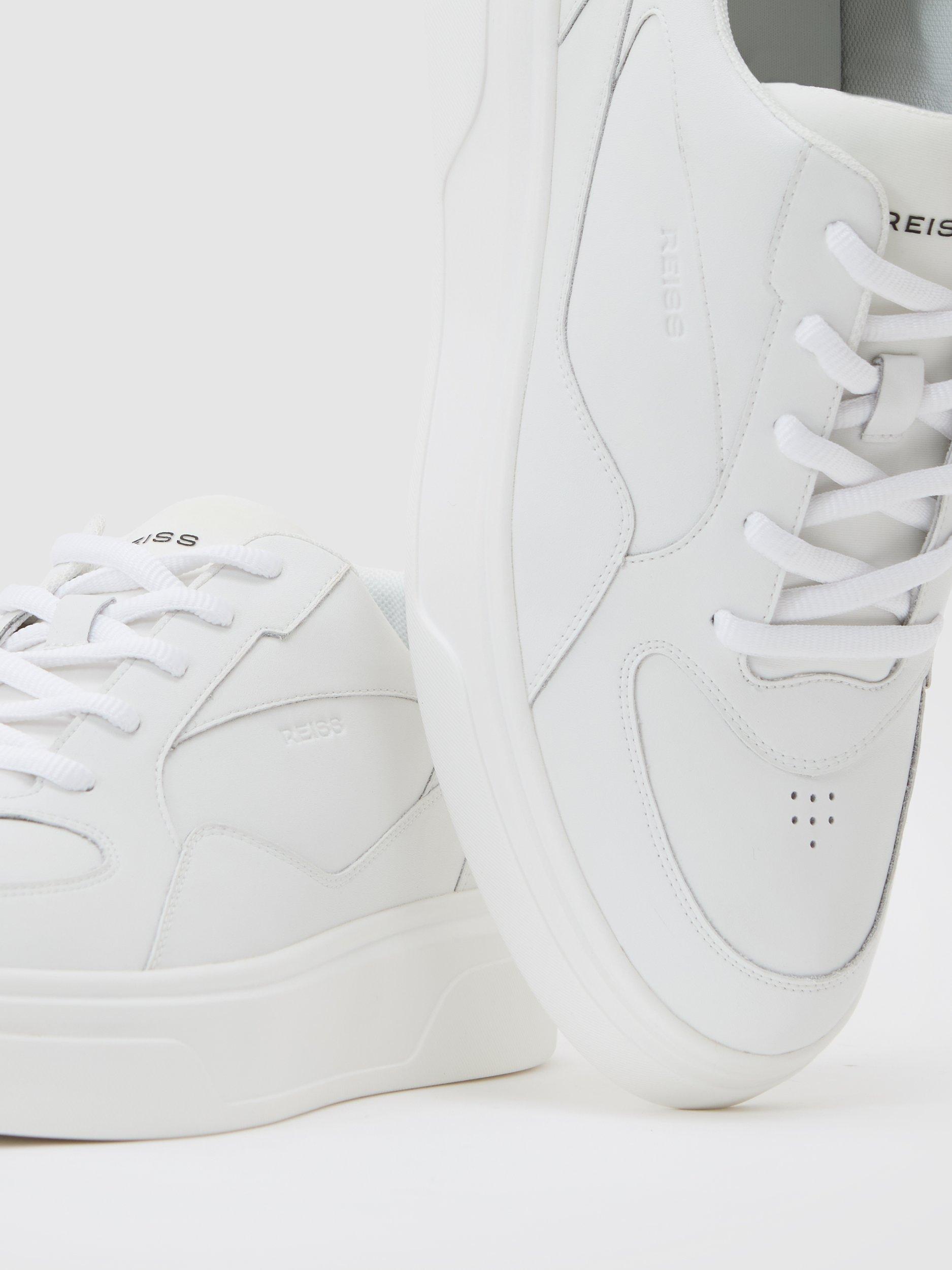 Product image 2 of 5, which shows Reiss Cast Leather Chunky Sole Trainers, White, 7