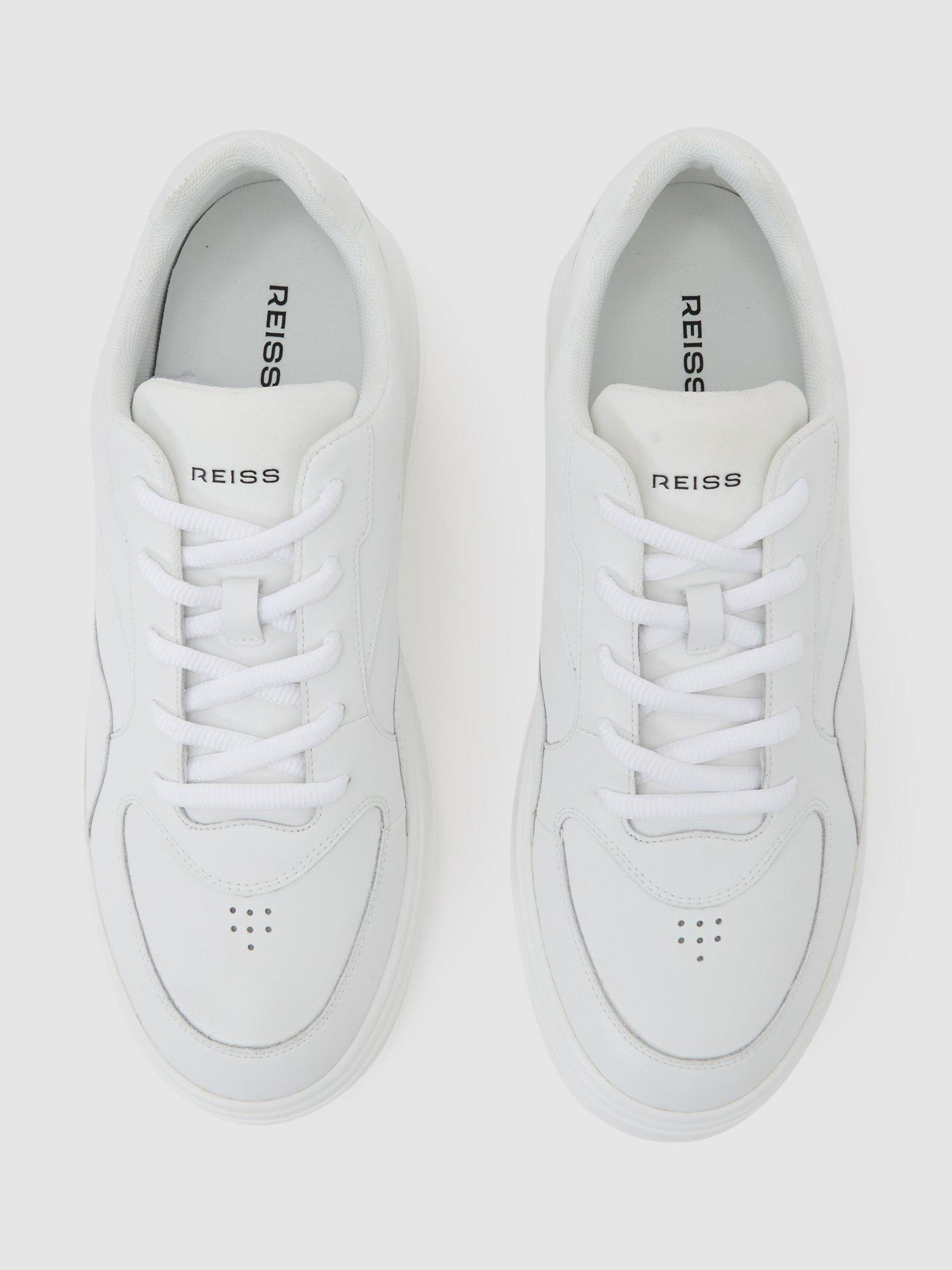 Product image 4 of 5, which shows Reiss Cast Leather Chunky Sole Trainers, White, 7