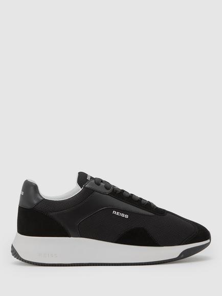 Reiss Emmett V2 Lace Up Trainers, Black