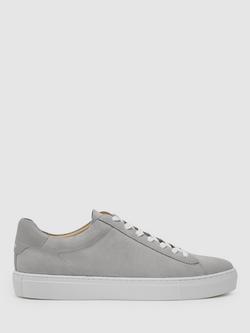 Reiss Finley Nubuck Low Top Trainers, Soft Grey