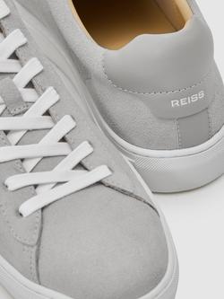 Reiss Finley Nubuck Low Top Trainers - view 2, Soft Grey
