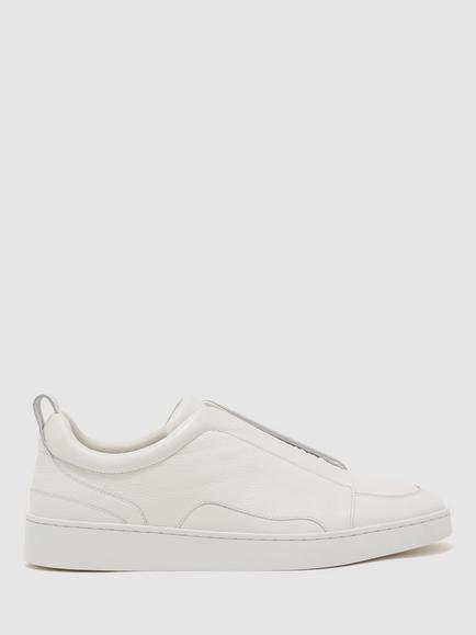 Reiss Henry Leather Elasticated Trainers, Optic White, Optic White
