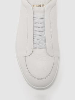Reiss Henry Leather Elasticated Trainers, Optic White - view 2, Optic White