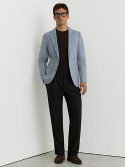 Reiss Manci Single Breasted Tailored Fit Herringbone Blazer, Soft Blue, Soft Blue