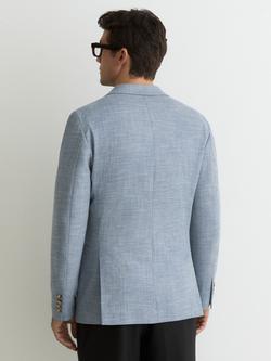Reiss Manci Single Breasted Tailored Fit Herringbone Blazer, Soft Blue - view 2, Soft Blue
