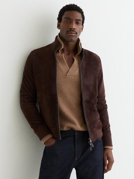 Reiss Brent Suede Jacket, Chocolate Brown, Chocolate Brown