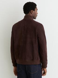 Reiss Brent Suede Jacket, Chocolate Brown - view 2, Chocolate Brown