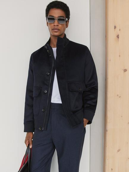 Reiss Hadley Wool Blend Bomber Jacket, Navy, Navy