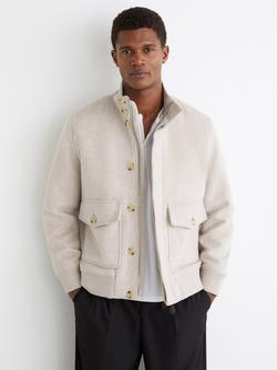 Reiss Hadley Wool Blend Bomber Jacket, Oatmeal