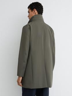 Reiss Logan Funnel Neck Coat - view 2, Khaki Green