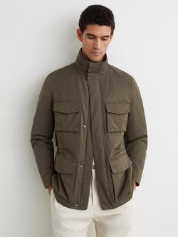 Reiss Oswald Utility Coat, Khaki Green