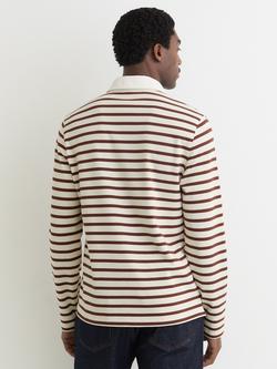 Reiss Conners Cotton Stripe Rugby Shirt - view 2, White/Camel