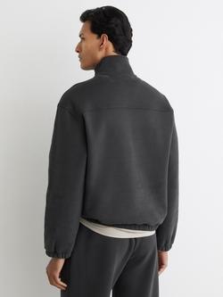 Reiss Quinn Washed Zip Neck Jersey Top, Washed Black - view 2, Washed Black