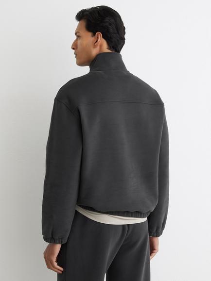 Reiss Quinn Washed Zip Neck Jersey Top, Washed Black - view 2, Washed Black