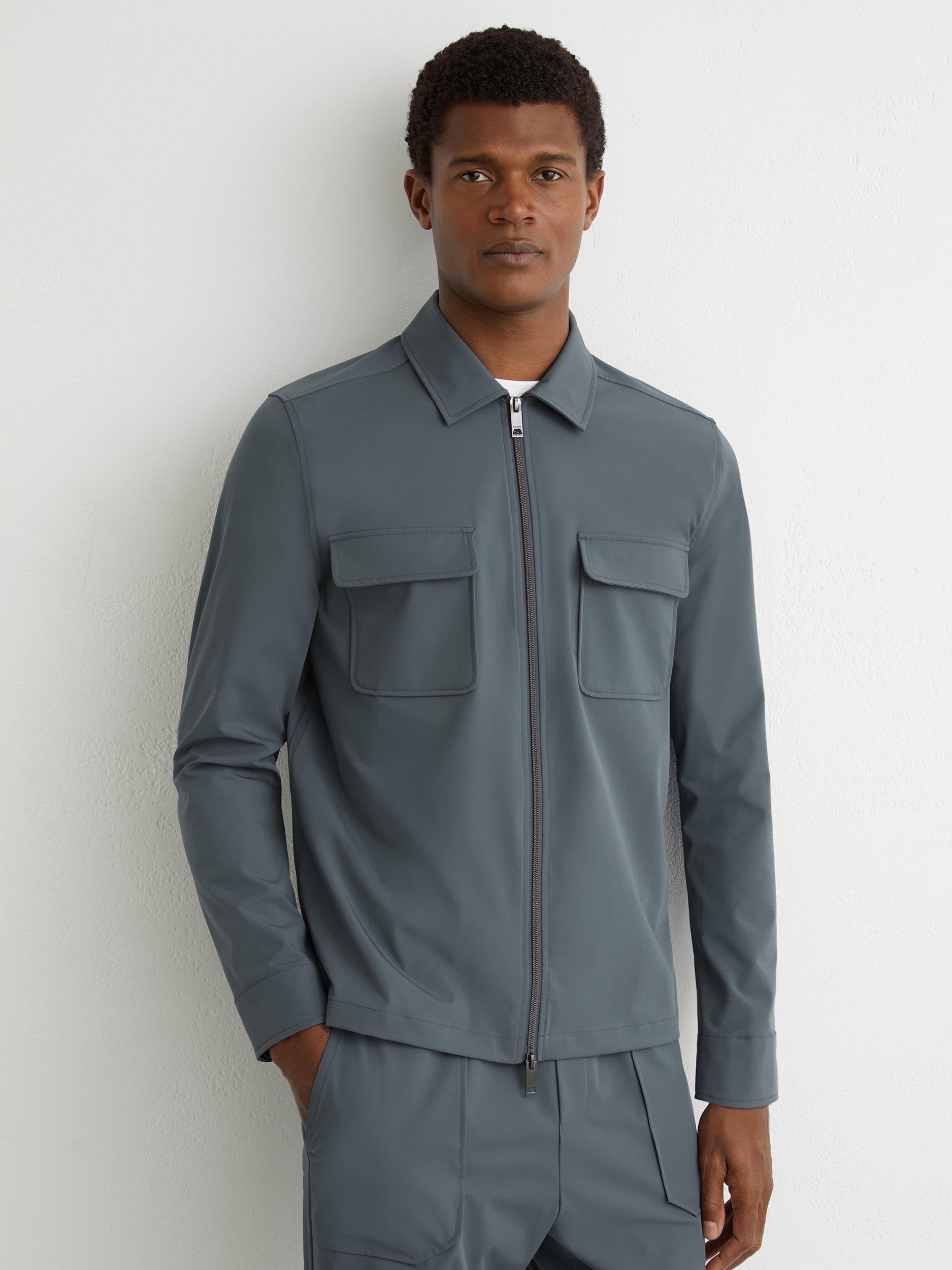 Product image 1 of 5, which shows Reiss Ascend Regular Fit Shirt, Airforce Blue, XS