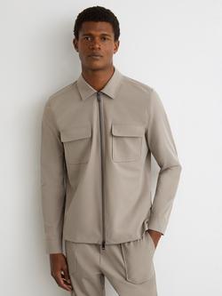 Reiss Ascend Regular Fit Shirt, Taupe Brown
