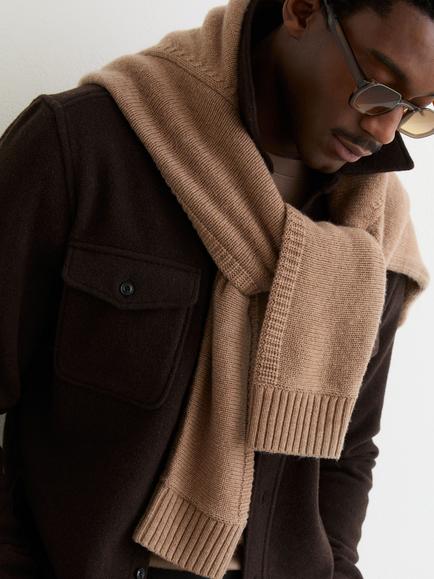 Reiss Wool Blend Long Sleeve Shirt, Chocolate Brown - view 2, Chocolate Brown